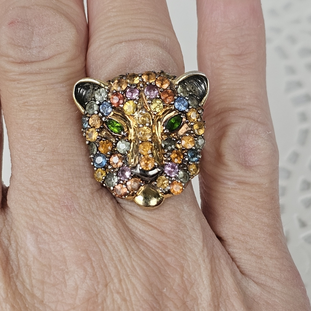 Gems En Vogue Natural Multi Sapphire Ring Palladium Sterling Silver 24k Size 7! - Picture 6 of 6